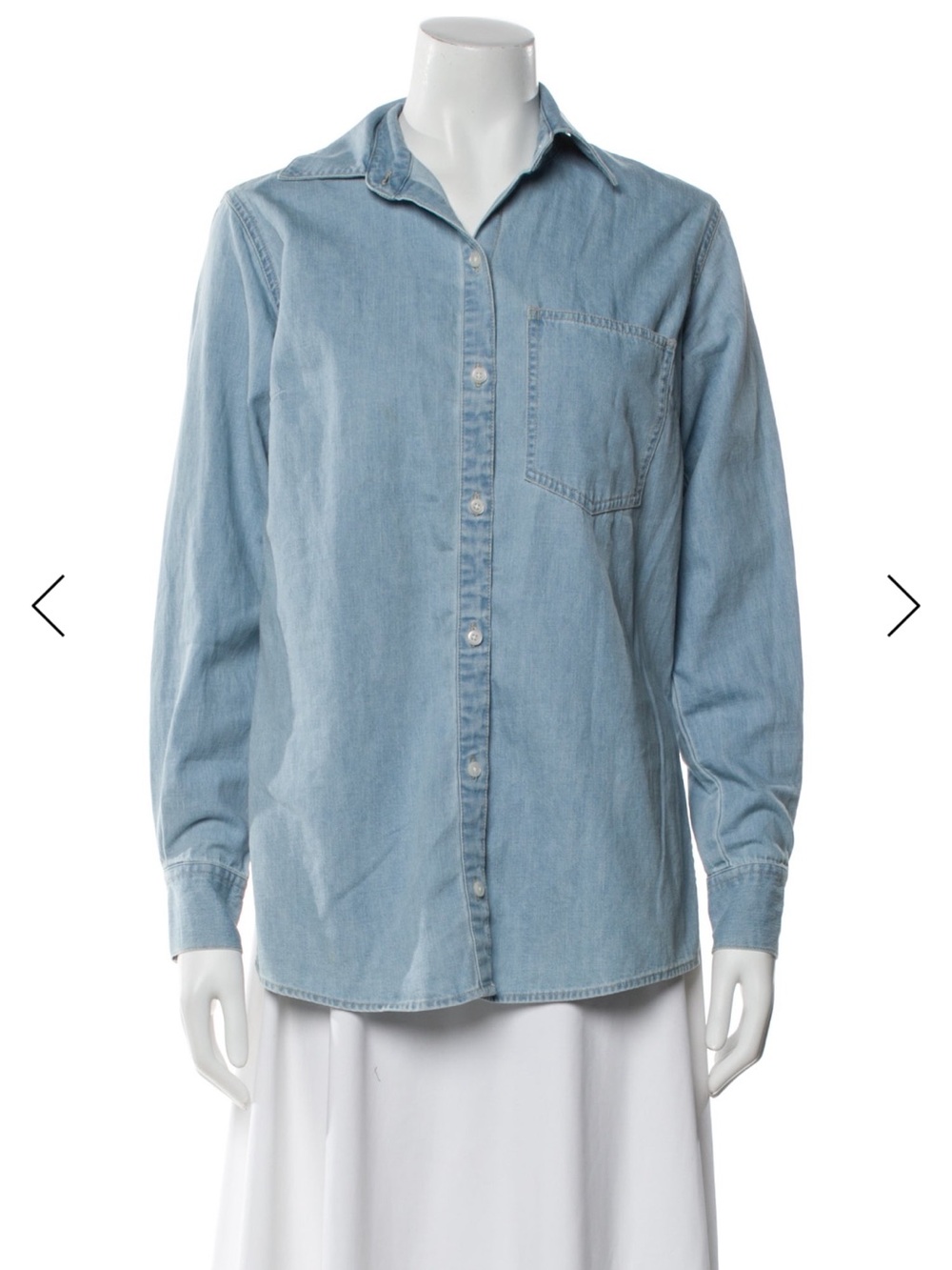 Veronica Beard Maya Chambray Button-Down Shirt in Sky - Picture 6 of 11